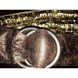 Old Navy Leather Sequin Belt, Gold - Silver Sequin L